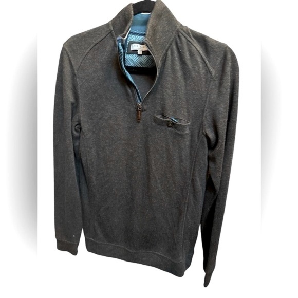 TED BAKER LONDON Valerio Wool Men’s Dark Gray Quarter Zip Jacket Coat Size SM - Picture 1 of 16